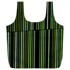 Shades Of Green Stripes Striped Pattern Full Print Recycle Bags (l)  by yoursparklingshop