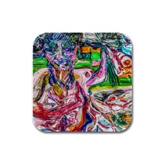 Budha Denied The Shine Of The World Rubber Square Coaster (4 Pack)  by bestdesignintheworld