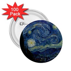 The Starry Night  2 25  Buttons (100 Pack)  by Valentinaart