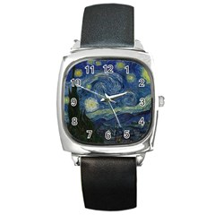 The Starry Night  Square Metal Watch by Valentinaart