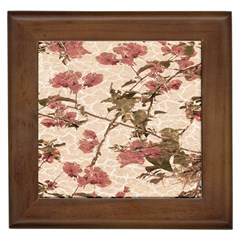 Textured Vintage Floral Design Framed Tiles