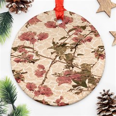 Textured Vintage Floral Design Ornament (round) by dflcprints