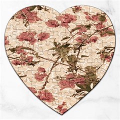 Textured Vintage Floral Design Jigsaw Puzzle (heart) by dflcprints