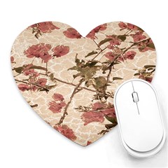 Textured Vintage Floral Design Heart Mousepads by dflcprints