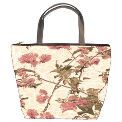 Textured Vintage Floral Design Bucket Bags by dflcprints