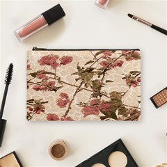 Textured Vintage Floral Design Cosmetic Bag (medium)  by dflcprints