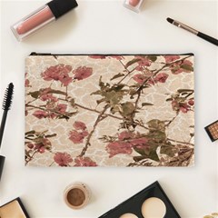 Textured Vintage Floral Design Cosmetic Bag (large)  by dflcprints