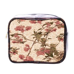 Textured Vintage Floral Design Mini Toiletries Bags by dflcprints