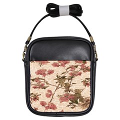 Textured Vintage Floral Design Girls Sling Bags by dflcprints