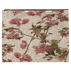 Textured Vintage Floral Design Cosmetic Bag (xxxl)  by dflcprints