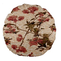 Textured Vintage Floral Design Large 18  Premium Round Cushions by dflcprints