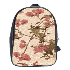 Textured Vintage Floral Design School Bag (xl) by dflcprints