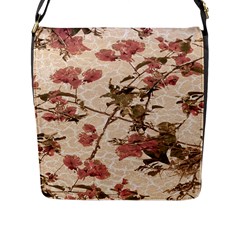 Textured Vintage Floral Design Flap Messenger Bag (l)  by dflcprints