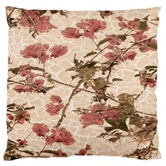 Textured Vintage Floral Design Large Flano Cushion Case (two Sides) by dflcprints