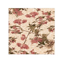 Textured Vintage Floral Design Small Satin Scarf (square) by dflcprints