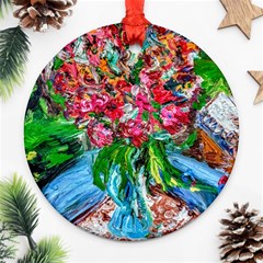 Paint, Flowers And Book Ornament (round) by bestdesignintheworld