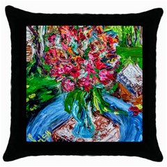 Paint, Flowers And Book Throw Pillow Case (black) by bestdesignintheworld