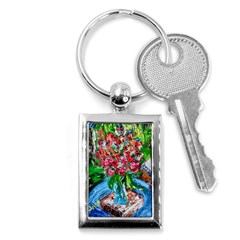 Paint, Flowers And Book Key Chains (rectangle)  by bestdesignintheworld