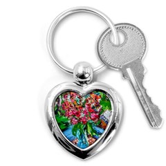 Paint, Flowers And Book Key Chains (heart)  by bestdesignintheworld