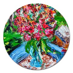 Paint, Flowers And Book Magnet 5  (round) by bestdesignintheworld