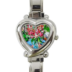 Paint, Flowers And Book Heart Italian Charm Watch by bestdesignintheworld