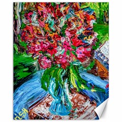 Paint, Flowers And Book Canvas 11  X 14   by bestdesignintheworld