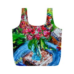 Paint, Flowers And Book Full Print Recycle Bags (m)  by bestdesignintheworld