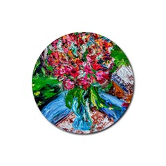 Paint, Flowers And Book Rubber Round Coaster (4 Pack)  by bestdesignintheworld