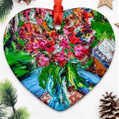 Paint, Flowers And Book Heart Ornament (two Sides) by bestdesignintheworld