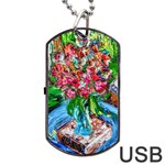 Paint, Flowers And Book Dog Tag USB Flash (Two Sides) Front