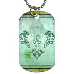 Music, Decorative Clef With Floral Elements Dog Tag (one Side) by FantasyWorld7