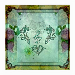 Music, Decorative Clef With Floral Elements Medium Glasses Cloth (2-side) by FantasyWorld7