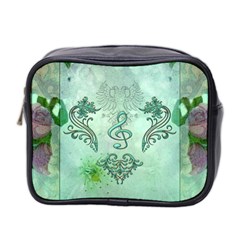 Music, Decorative Clef With Floral Elements Mini Toiletries Bag 2-side by FantasyWorld7