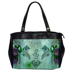 Music, Decorative Clef With Floral Elements Office Handbags by FantasyWorld7