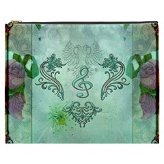 Music, Decorative Clef With Floral Elements Cosmetic Bag (xxxl)  by FantasyWorld7