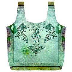 Music, Decorative Clef With Floral Elements Full Print Recycle Bags (l)  by FantasyWorld7