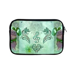 Music, Decorative Clef With Floral Elements Apple Macbook Pro 13  Zipper Case by FantasyWorld7