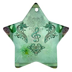 Music, Decorative Clef With Floral Elements Ornament (star)