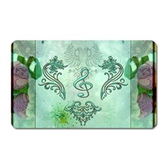 Music, Decorative Clef With Floral Elements Magnet (rectangular) by FantasyWorld7