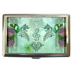 Music, Decorative Clef With Floral Elements Cigarette Money Cases by FantasyWorld7