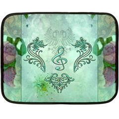 Music, Decorative Clef With Floral Elements Fleece Blanket (mini) by FantasyWorld7