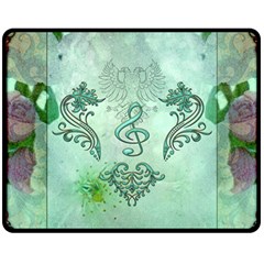 Music, Decorative Clef With Floral Elements Fleece Blanket (medium)  by FantasyWorld7