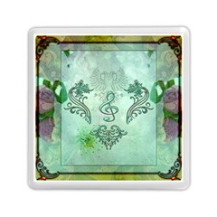 Music, Decorative Clef With Floral Elements Memory Card Reader (square)  by FantasyWorld7