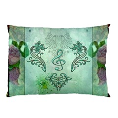 Music, Decorative Clef With Floral Elements Pillow Case (two Sides) by FantasyWorld7