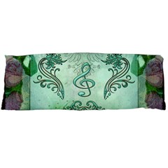 Music, Decorative Clef With Floral Elements Body Pillow Case (dakimakura) by FantasyWorld7