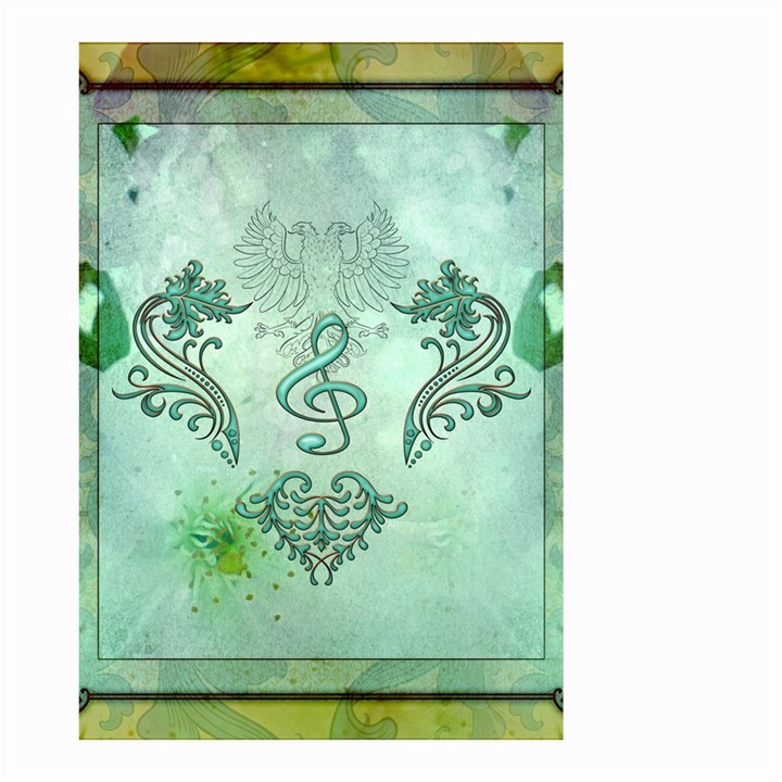 Music, Decorative Clef With Floral Elements Small Garden Flag (Two Sides)