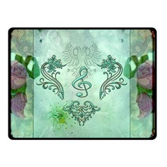 Music, Decorative Clef With Floral Elements Double Sided Fleece Blanket (small)  by FantasyWorld7