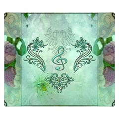 Music, Decorative Clef With Floral Elements Double Sided Flano Blanket (small)  by FantasyWorld7