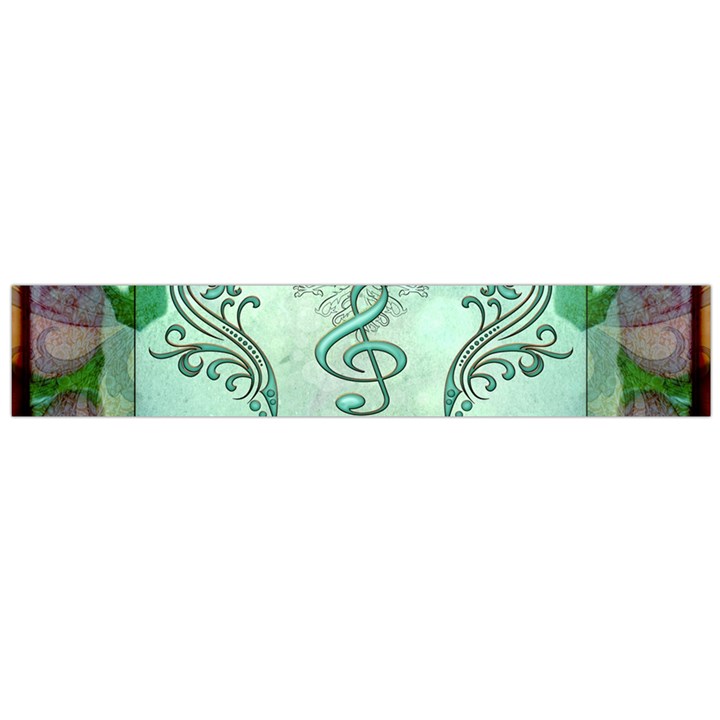 Music, Decorative Clef With Floral Elements Flano Scarf (Large) 