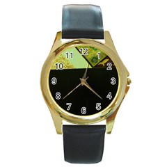 Colors And Fabrics 24 Round Gold Metal Watch